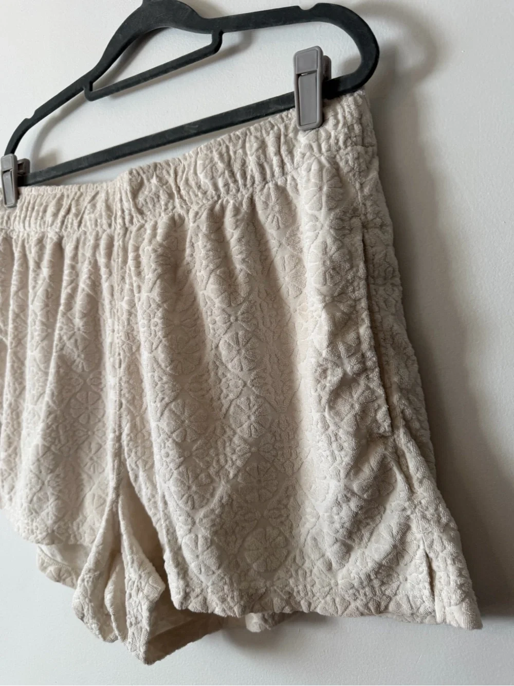 Madewell terry towel Quilted Cream Drawstring Waist Shorts